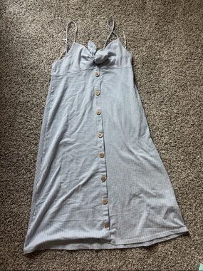 Zara Trafaluc Light Blue and White Striped Cami Dress with Bow